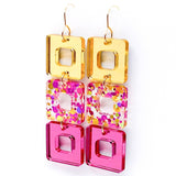 2.5" Triple Cubies -Spring Acrylic Earrings