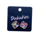 14mm Confetti Square Studs- Summer Acrylic Earrings