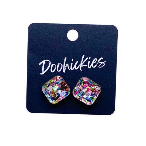 14mm Confetti Square Studs- Summer Acrylic Earrings