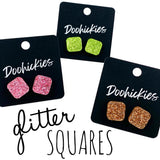 14mm Glitter Square Studs- Summer Acrylic Earrings