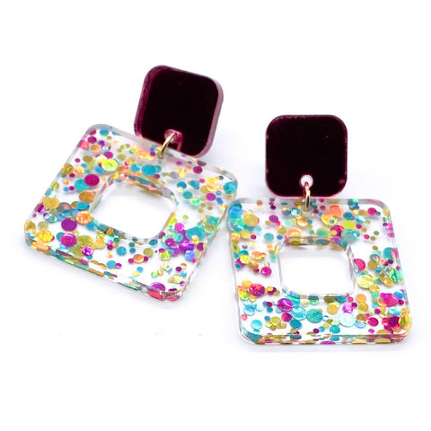 2" Mermaid Cubie Dangles -Spring Acrylic Earrings