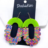 2.25" Fiesta Floral Maria Dangles - Cinco de Mayo Acrylic Earrings