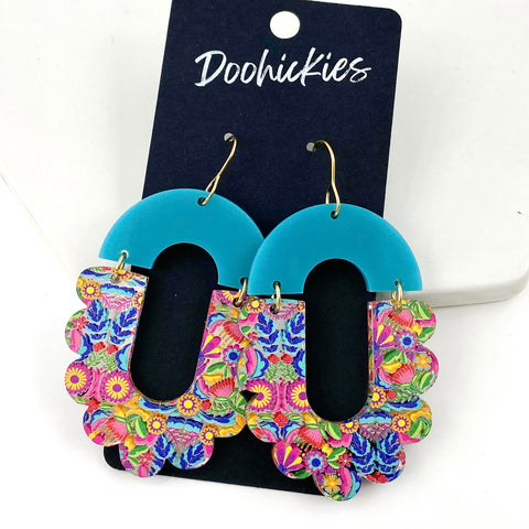 2.25" Fiesta Floral Maria Dangles - Cinco de Mayo Acrylic Earrings