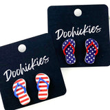 20mm American Flip Flop Studs - Patriotic Earrings