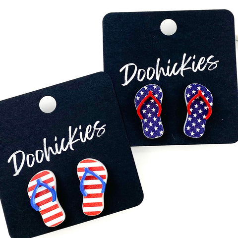 20mm American Flip Flop Studs - Patriotic Earrings