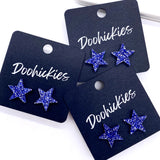 15mm Freedom Sparkle Star Studs - Patriotic Earrings