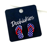 20mm American Flip Flop Studs - Patriotic Earrings