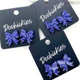 15mm Freedom Sparkle Bow Studs - Patriotic Earrings