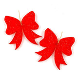 1.5" American Jelly Glitter Bow Acrylics - Patriotic Earrings