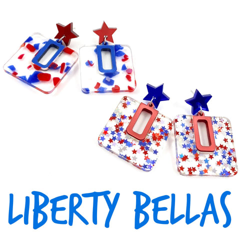 1.5" Liberty Bellas - Patriotic Acrylic Earrings