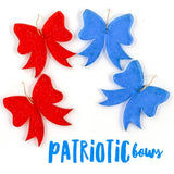 1.5" American Jelly Glitter Bow Acrylics - Patriotic Earrings