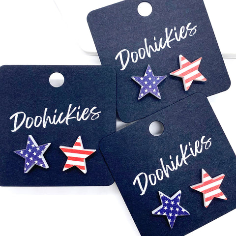 15mm New Stars & Stripes Studs - Patriotic Earrings