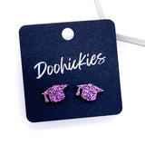 11mm Glittery School Color Graduation Studs - Graduation Earrings