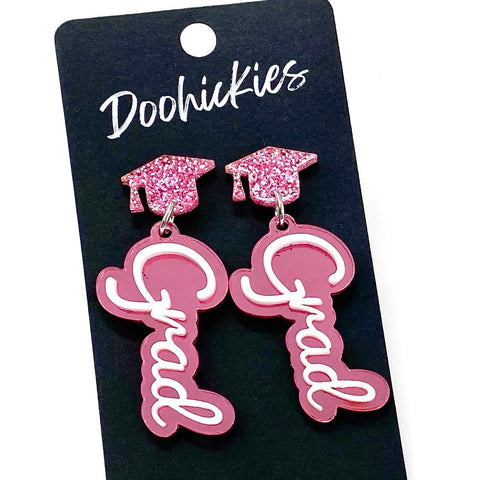 2" Layered Grad Dangles - Graduation Earrings