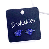 11mm Glittery School Color Graduation Studs - Graduation Earrings