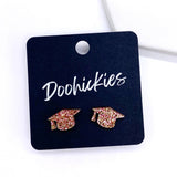11mm Glittery School Color Graduation Studs - Graduation Earrings