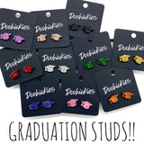 11mm Glittery School Color Graduation Studs - Graduation Earrings