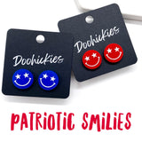 15mm Star Struck Smilies- Patriotic Earrings