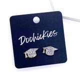 11mm Glittery School Color Graduation Studs - Graduation Earrings