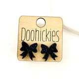 15mm School Spirit Glitter Bow Studs - Custom Spirit Earrings - 9 Color Options