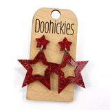 1.75" Glitter School Spirit Cutout Star Dangles - Custom Spirit Earrings - 9 Color Options