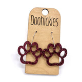 1" Glitter School Spirit Paw Dangles - Custom Spirit Earrings - 9 Color Options