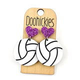 1.9" Custom I Heart Volleyball Dangles - Sports Earrings