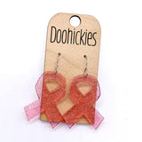 1.5" Breast Cancer Awareness Acrylic Ribbon Collection - Awareness Earrings