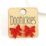 15mm Christmas Sparkle Bow Stud Earrings