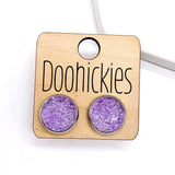 Lilac Sparkle Singles in Stainless Steel Settings - Spring Stud Earrings