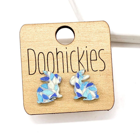 15mm Spring Print Bunny Studs - Easter Earrings