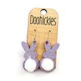 1.5" Glitter Bunny Tail Dangles - Easter Earrings