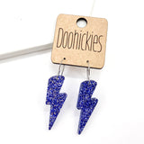 1.5" Glitter School Spirit Bolt Dangles - Custom Spirit Earrings - 9 Color Options