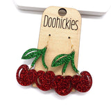 Cherry on Top Glitter Acrylic Dangle Collection - Spring Earrings