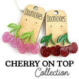 Cherry on Top Glitter Acrylic Dangle Collection - Spring Earrings