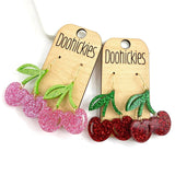 Cherry on Top Glitter Acrylic Dangle Collection - Spring Earrings