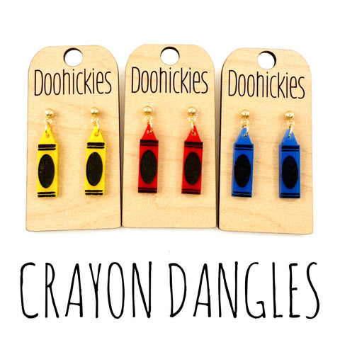 1.5" Crayon Acrylic Dangle Earrings - Teacher Earrings