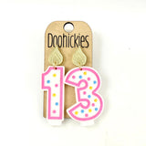 Traditional Multi-Color Birthday Candle Acrylic Dangle Earrings
