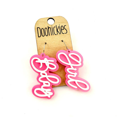 Layered B-day Girl Acrylic Dangles - Birthday Earrings