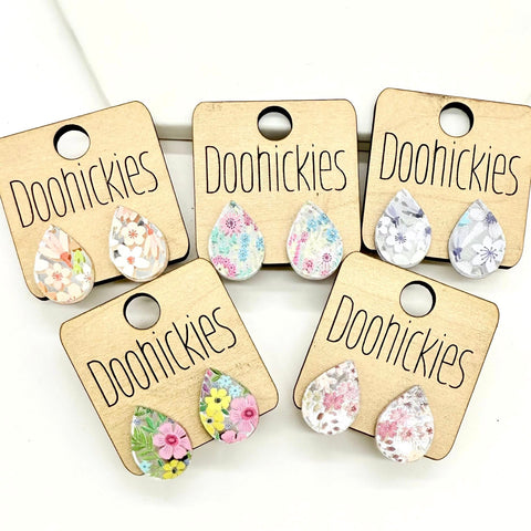 The Pastel Floral Big as Texas Teardrop Stud Earrings