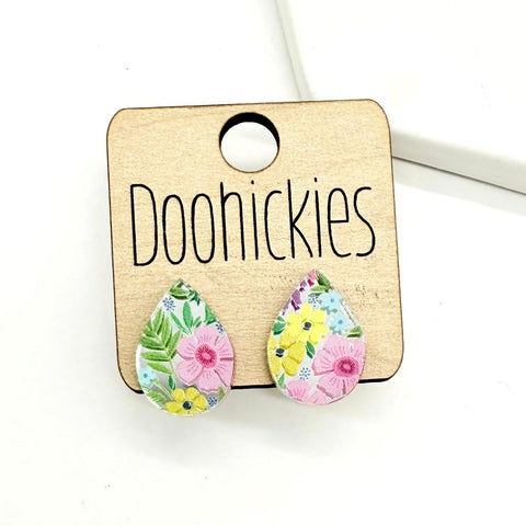 The Pastel Floral Big as Texas Teardrop Stud Earrings