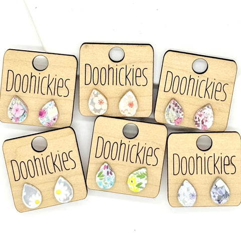 The Pastel Floral DAINTY Teardrop Stud Earrings