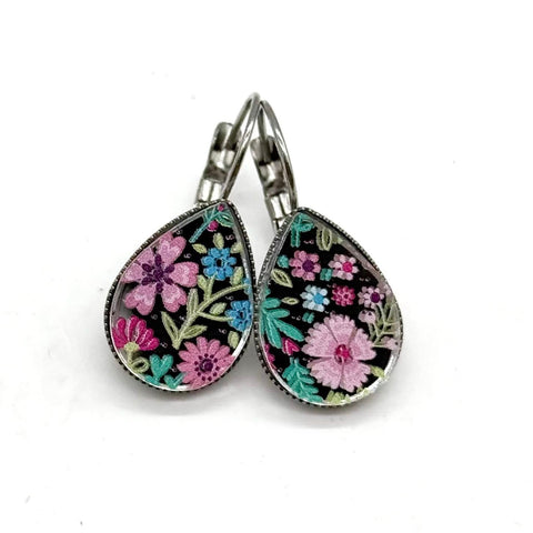 The Pastel Floral Big as Texas Teardrop Dangle Earrings