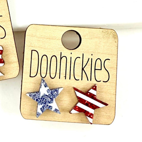 Stars and Stripes Acryic Studs Collection - Patriotic Earrings