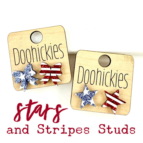 Stars and Stripes Acryic Studs Collection - Patriotic Earrings