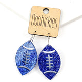 1.5" Glitter School Spirit Football Dangles - Custom Spirit Earrings - 9 Color Options