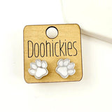 13mm School Spirit Mirror Paw Studs - Custom Spirit Earrings - 10 Color Options