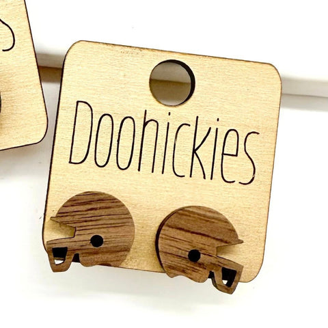Wood Football Stud Collection - Sports Earrings - 2 Options