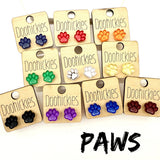 13mm School Spirit Mirror Paw Studs - Custom Spirit Earrings - 10 Color Options