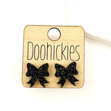 15mm School Spirit Glitter Bow Studs - Custom Spirit Earrings - 9 Color Options